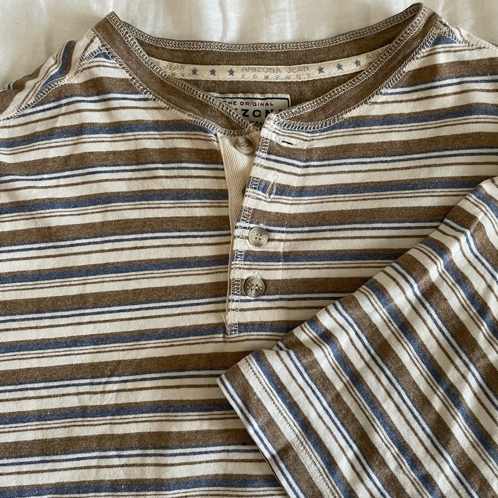 Striped triple button-up